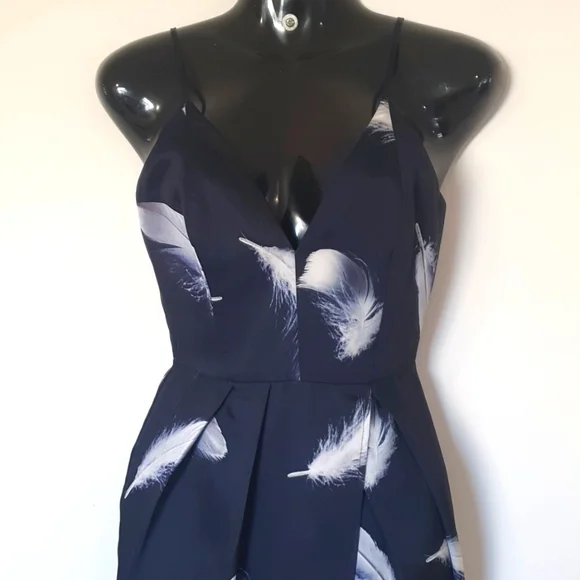 Pilgrim Size 6 Navy Blue Feather Print Dress - Picture 2 of 8